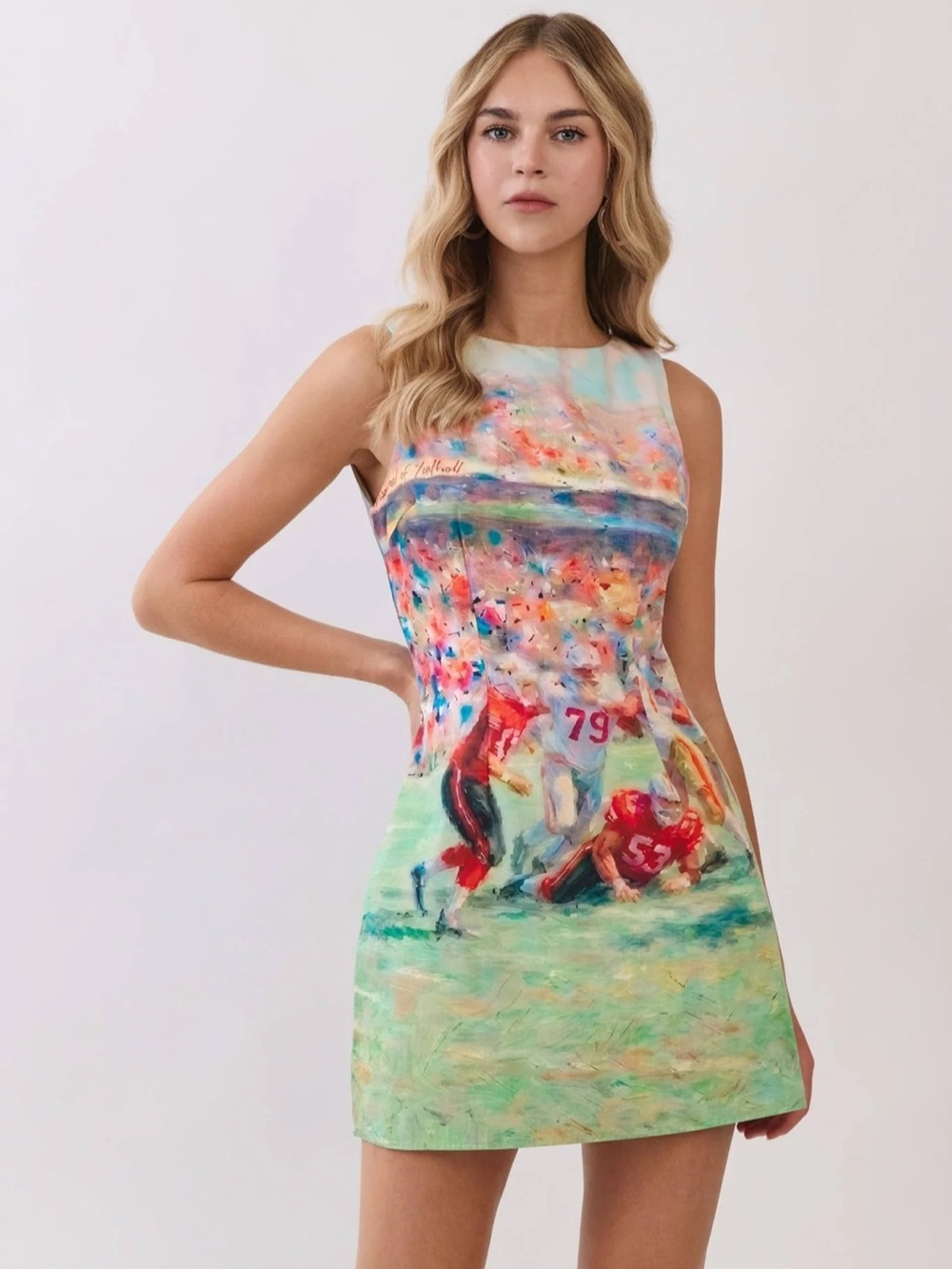 TCEC Abstract Football Print Dress